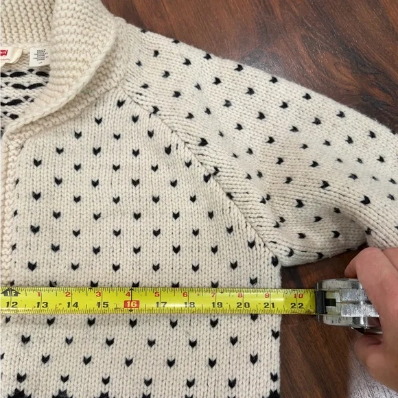 Levi’s Sweater Women’s Large Nordic Heavy Knit Wool Zip Cardigan Shawl Collar - Picture 6 of 9